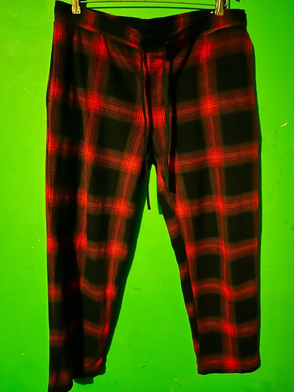 George Red and Black Plaid Jogger Pants